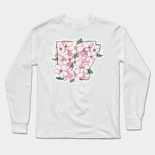 Arkansas and State Flower the Apple Blossom Long Sleeve T-Shirt